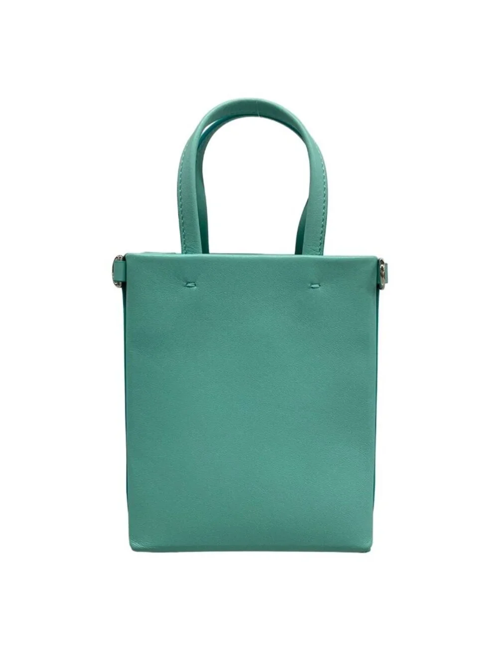 Tiffany & Co Tote Mini Shopping Light Blue Leather